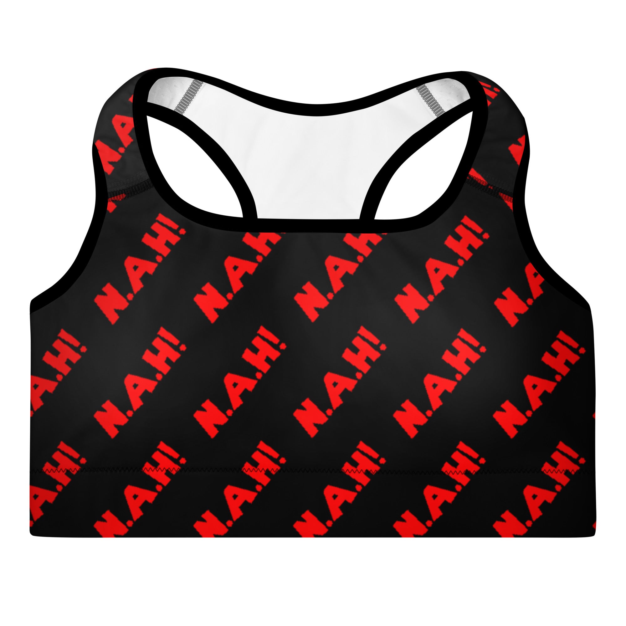 Queen's 'N.A.H!' Padded Sports Bra (Black)