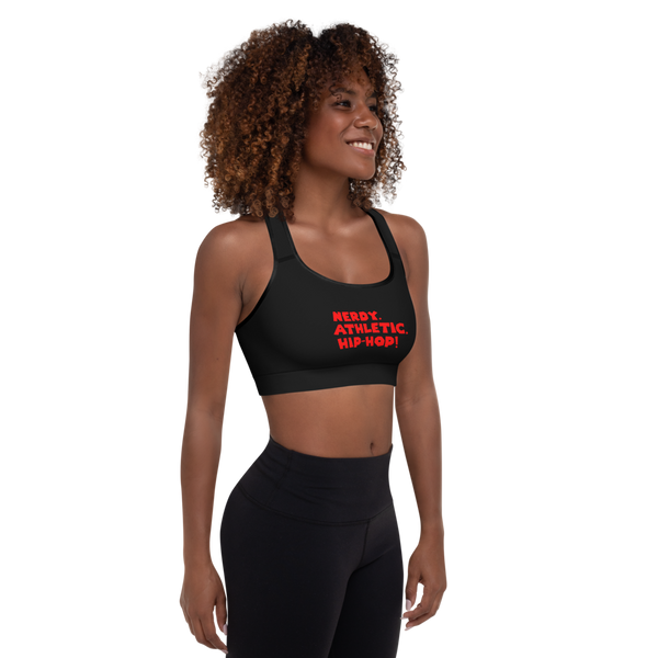 Queen's 'Nerdy. Athletic. Hip-Hop!' Padded Sports Bra (Black)