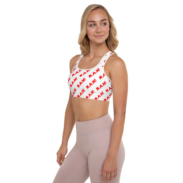 Queen's 'N.A.H!' Padded Sports Bra (White)