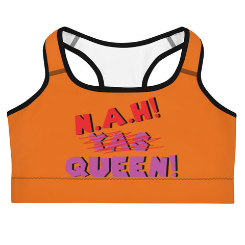 Queen's 'N.A.H!' Queen!' Sports bra (Mango Tango)