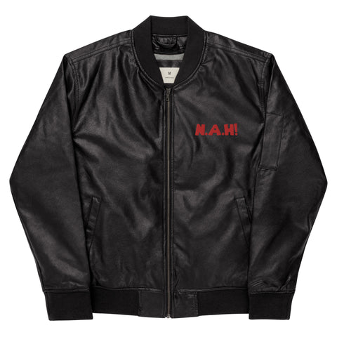 King's 'N.A.H!' Leather Bomber Jacket